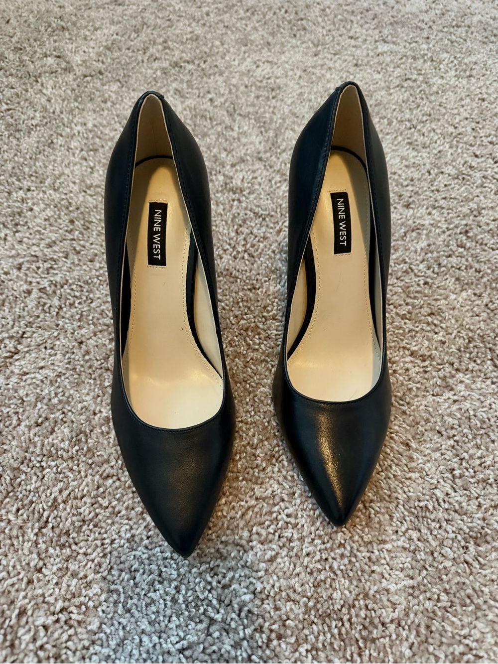 Nine West Black Pointed Toe Leather Pumps